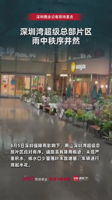 深圳湾超级总部片区雨中秩序井然