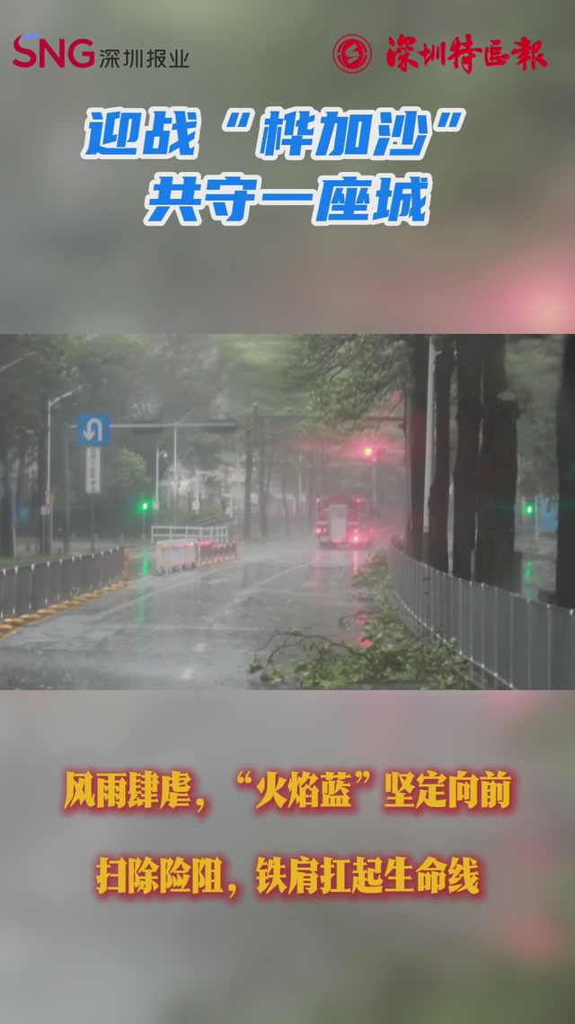 深圳消防救援支队抗战台风、助力城市在风雨中恢复正常秩序
