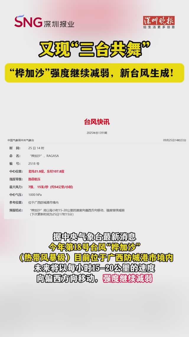 又现“三台共舞”，“桦加沙”强度继续减弱，新台风生成！