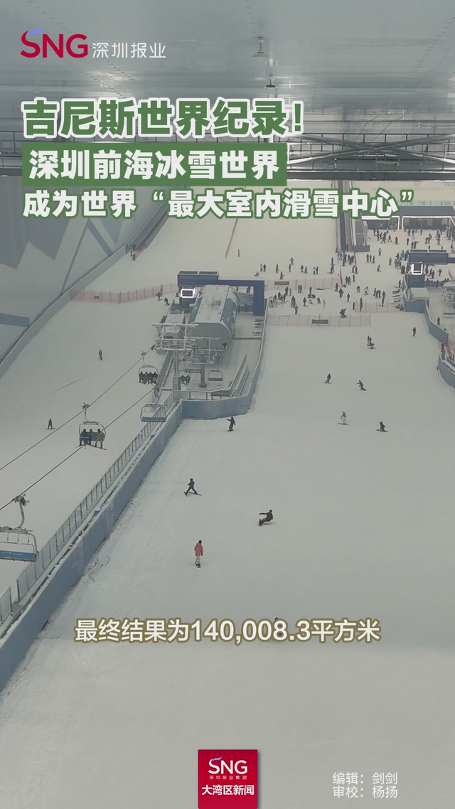 吉尼斯世界纪录！
深圳前海冰雪世界
成为世界“最大室内滑雪中心”