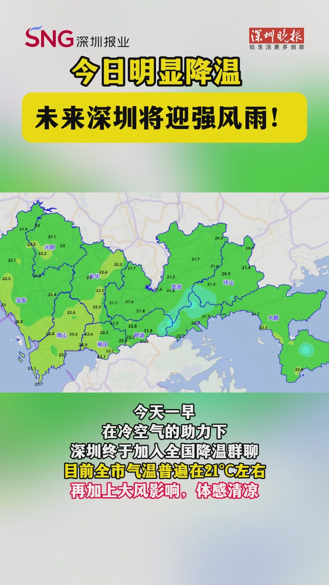 今日明显降温！未来深圳将迎强风雨！