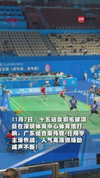 十五运会羽毛球广东组合梁伟铿/任翔宇主场作战,人气火爆