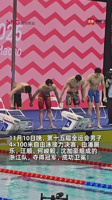 潘展乐、汪顺、何峻毅、沈加豪冠军！