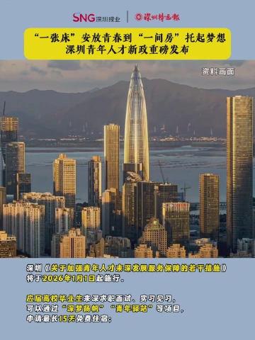 “一张床”安放青春到“一间房”托起梦想 深圳青年人才新政重磅发布